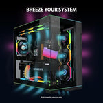 Lian Li 12SLLCD1W1B PC cabinet fan demonstrating the addressable RGB lighting effects and 40 built-in LEDs.