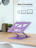 Premium aluminum alloy ergonomic laptop stand supporting a notebook at eye level