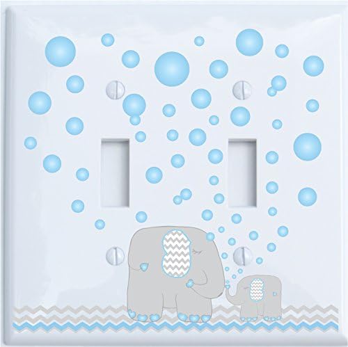 Presto Light Switch Plate Covers Elephant Safari Double Toggle front view premium nursery wall decor
