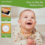Green Pollywog product packaging display showing the instructional video QR code for new parents.