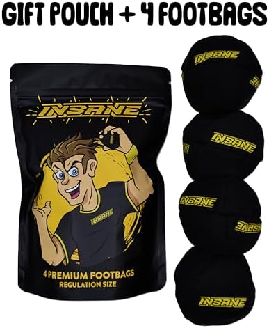 Insane performance plastic filled hacky sacks neatly packed in their signature carrying storage pouch.