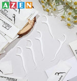 Demonstration of the non slip ergonomic handle grip on the UBL AZEN premium dental flosser stick