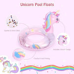 Close up of glitter sequins inside MoKo inflatable unicorn swim ring