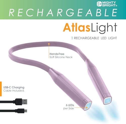 Mighty Bright rechargeable LED book light flexible silicone neck band close up