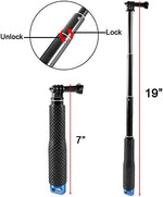 Close up view of the textured non slip rubber handle grip on the Alsukeay telescopic pole accessory.