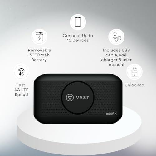 Generic Vast H1 portable wireless internet device displaying the removable 3000mAh battery and internal SIM card slot.