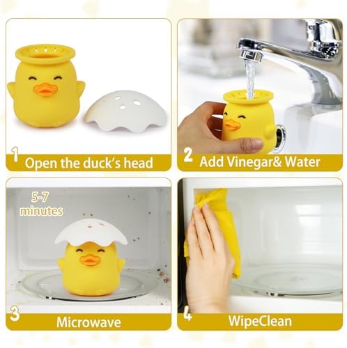 ECOGREDA eco-friendly microwave cleaning lady gadget sitting inside a clean home appliance.