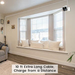 YEAOI extra long flat charging cable demonstrating flexibility around a wall corner layout