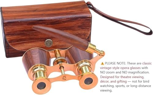 Sifaat World compact brass opera glasses resting next to the waterproof satin pouch