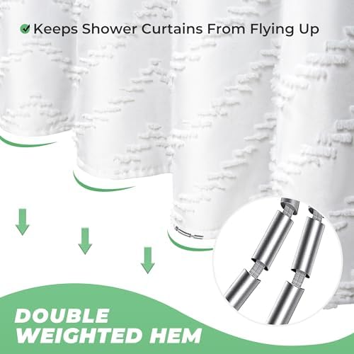 Reinforced top header grommets with twelve included plastic shower hooks