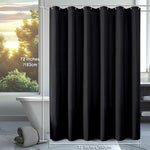 Premium hotel quality black cloth shower curtain texture and fabric close up