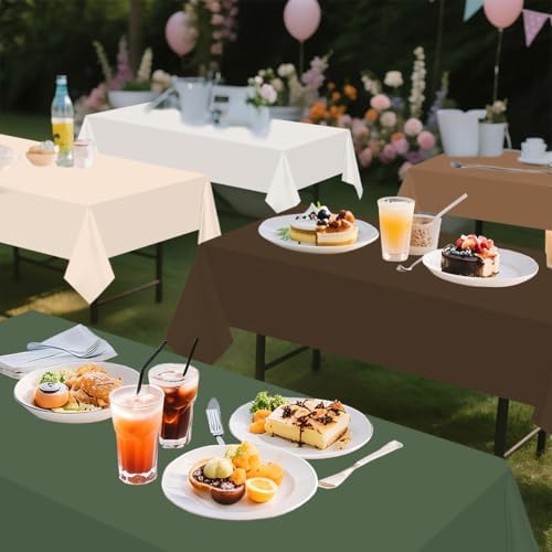 Five piece sage green and forest brown table cover set