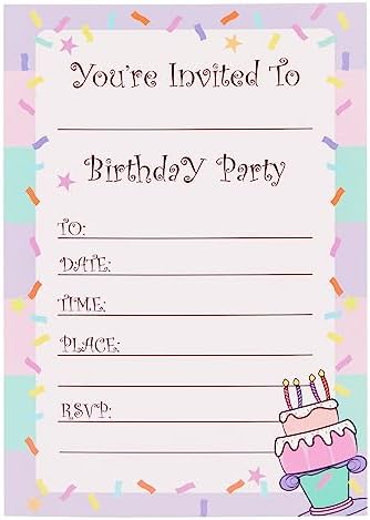 Close up view of the pastel borders and sprinkle graphics on Juvale invitations