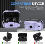 Sennheiser wireless earbuds case showing precise cutout for charging port