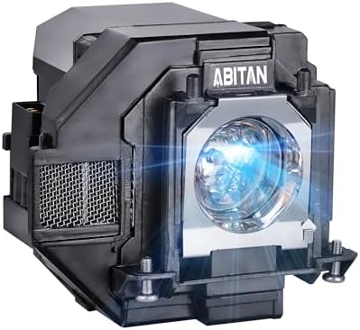 Side angle view of the Abitan V13H010L97 replacement lamp assembly showcasing the secure terminal connections and sturdy frame.