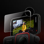 High clarity screen guard being applied to the flip display of an action camera.
