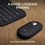 Logitech ultra slim Bluetooth keyboard with round keys black variant graphic representation