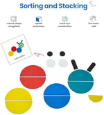 Toddler playing with Likee wooden geometric pattern blocks