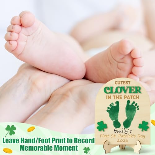 Baby first St Patty day footprint craft kit with included marker pen and ink pad