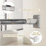 Brushed nickel bathroom tension rod with square wall brackets