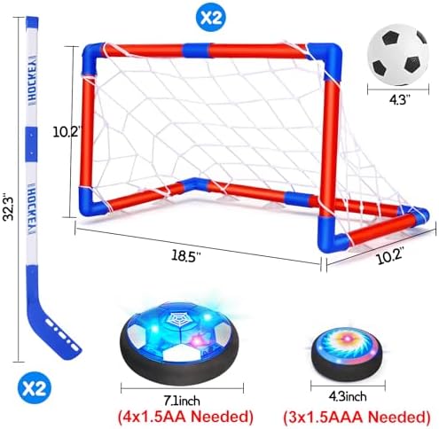 Children playing with the light up Qirptey hover hockey disc on a smooth wooden floor