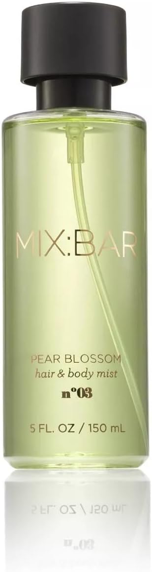MIX:BAR Pear Blossom hair and body mist front view bottle packaging