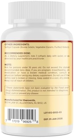 Itharoventis natural heart health formula softgels alongside original dietary container