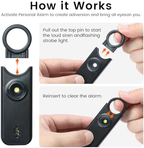 Tipsean safety alarm showing USB-C charging port