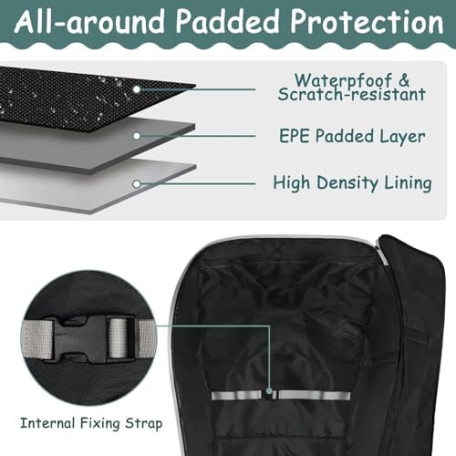 Infant Car Seat Travel Bag Backpack for Airplane, Fits Doona Car Seat Stroller and Base, Padded Carseat Cover for Air Travel, Nuna Pipa Car Seat Travel Bag with Wheels - Image 5