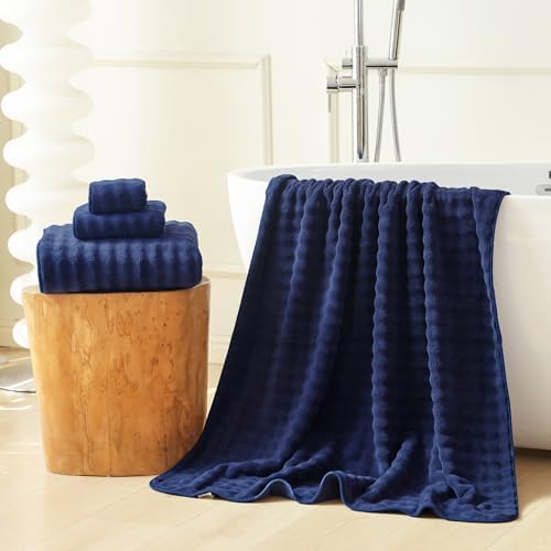 Two pack Fitfine extra large bath towels folded