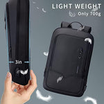 Hk water resistant office bag with close up on external charging port functionality