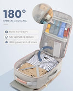 Side profile of LOVEVOOK travel backpack highlighting the dedicated seventeen inch laptop compartment zipper.