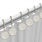 Zahari Home 12 piece shower hook set in elegant silver finish
