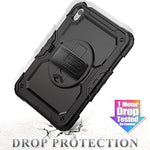 SEYMAC stock full body bumper case standing horizontally using the integrated swivel kickstand for media viewing