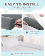 Hypoallergenic toddler bed safety guard rails showing the extended anti slip under panel