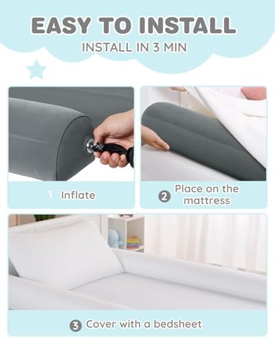 Hypoallergenic toddler bed safety guard rails showing the extended anti slip under panel