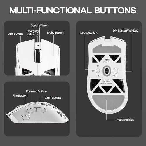MechLands Aula SC620 optical tracking mouse illuminated with dynamic RGB backlight flowing through the honeycomb frame