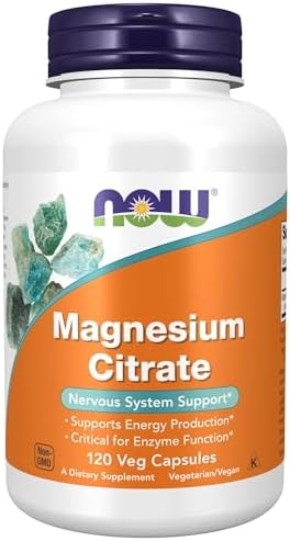 NOW Foods Magnesium Citrate nutritional supplement facts and clean ingredient label details