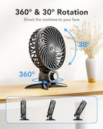 AaoLin black personal mini fan showing the arc-shaped air turbine rear housing design.