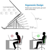 Leeboom portable foldable computer riser showing seven height adjustment levels