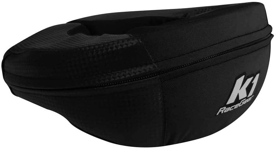 K1 RaceGear Carbon Junior Neck Protector Brace front view showing padded 360 degree karting collar.