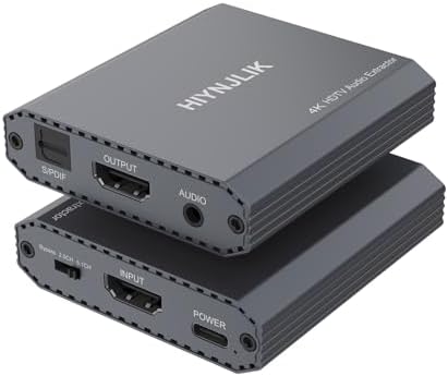 HIYNJLIK HDMI to optical converter side view highlighting audio toggle switch
