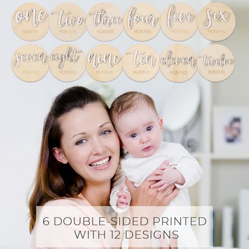 Natural wood monthly photo markers for newborn photography props