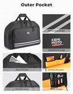 Close up view of the waterproof zippers and heavy duty nylon attachment straps on the KEMIMOTO rear luggage liner.