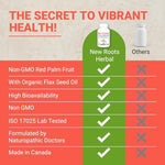 New Roots Herbal organic flaxseed oil infused beta carotene daily wellness bottle