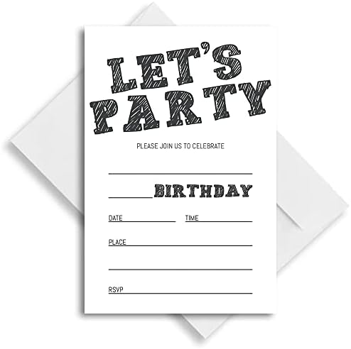 Close up view of the chalkboard style let's party typography on LoaHak stationery.