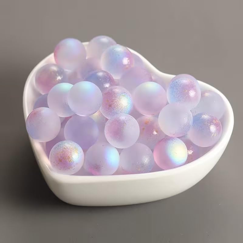 Rosojodg purple luminous glass marbles front view displaying ten pieces of glowing spheres