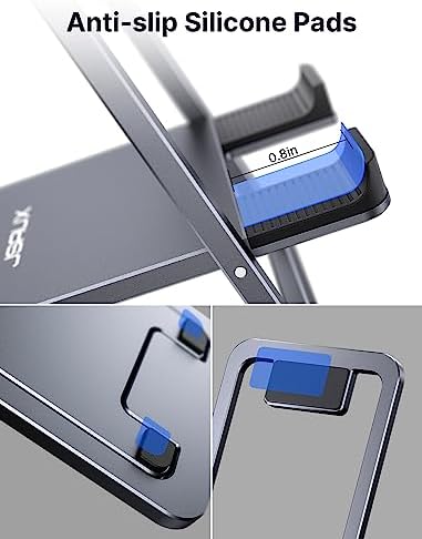 Premium gray JSAUX foldable tablet holder showcasing its durable reinforced swivel hinge