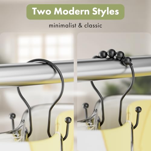 AmazerBath heavy duty black metal double hooks holding curtain and liner