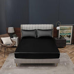 Homiest satin fitted sheet showing deep pocket elastic detail